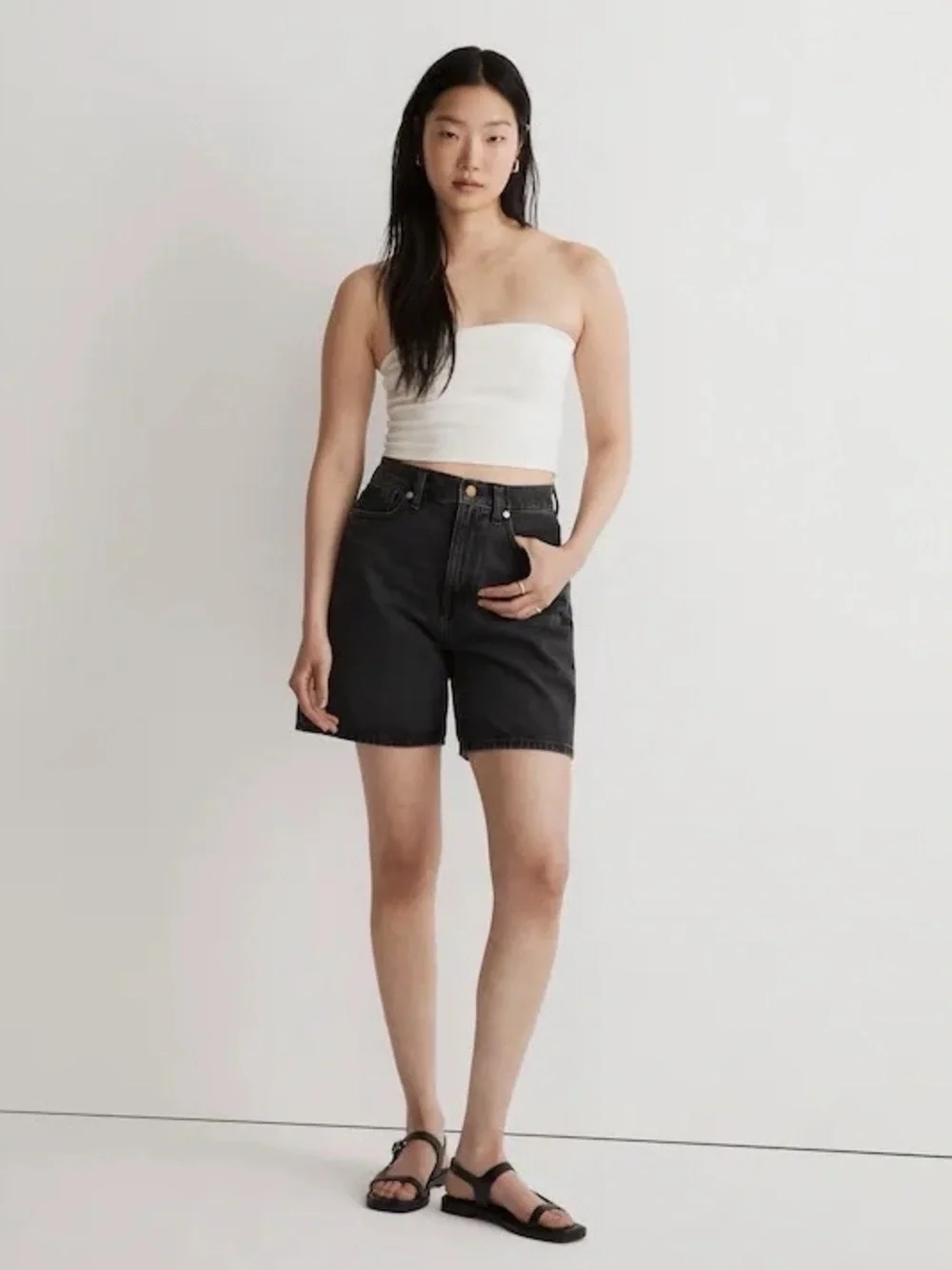 Madewell Baggy Jean Shorts Black Reyburn Wash Size 27